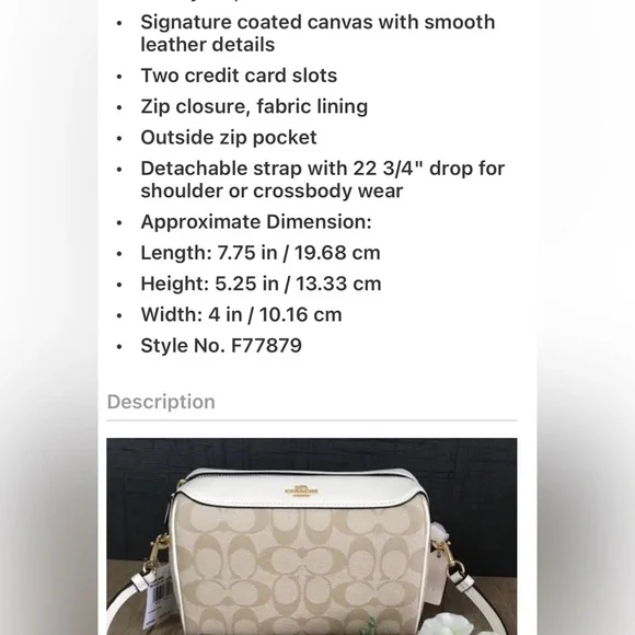 Coach Light Khaki Chalk Bennett Shoulder and or Crossbody bag new - Picture 10 of 12